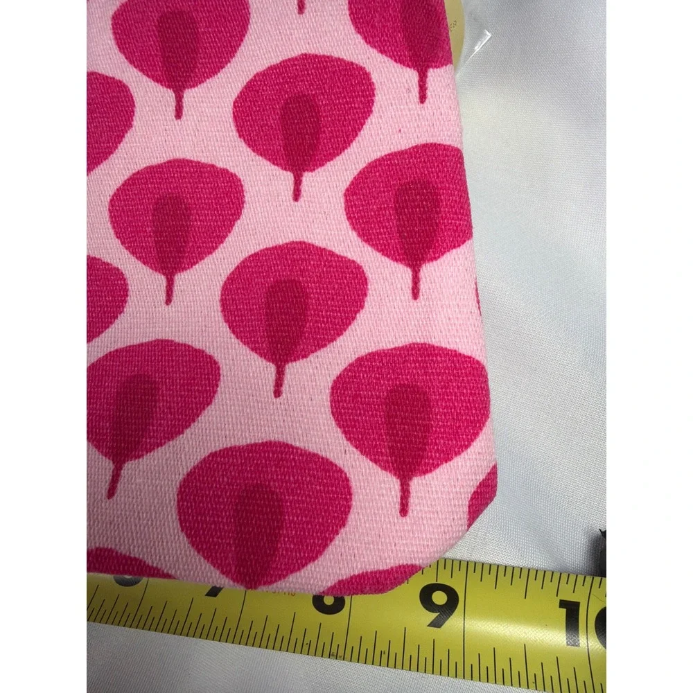 Estee Lauder Recycled Fabric Makeup Bag Womens OS Pink Leaf Pattern Travel Pouch